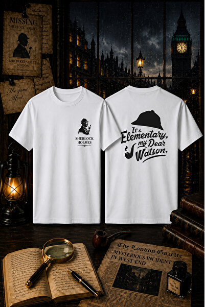 MECH BUTİK Μπλουζάκι S.Holmes με στάμπα, λευκό, unisex
