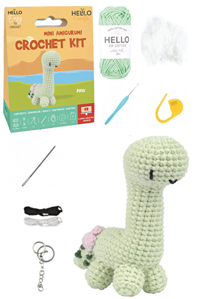 GLANCE Hello Crafts Tığ İşi Mini Amigurumi Kiti Dino Örgü Seti HC131