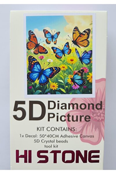 Liva Craft Kit de broderie cu mărgele 50 x 40 Grădină cu fluturi și flori