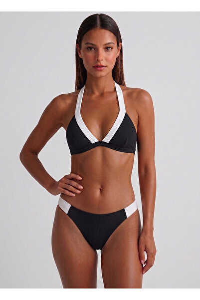 BRANDHILLS Siyah Renk Lastik Detaylı Halter Bikini Takım