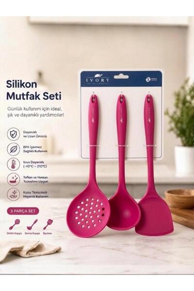 LAVORA 3 Parça Silikon Mutfak Seti Fuşya
