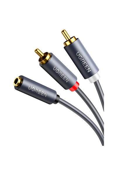Ugreen Καλώδιο ήχου 3,5 χιλ. - 2 x RCA AV102, 1 μ., Γκρι