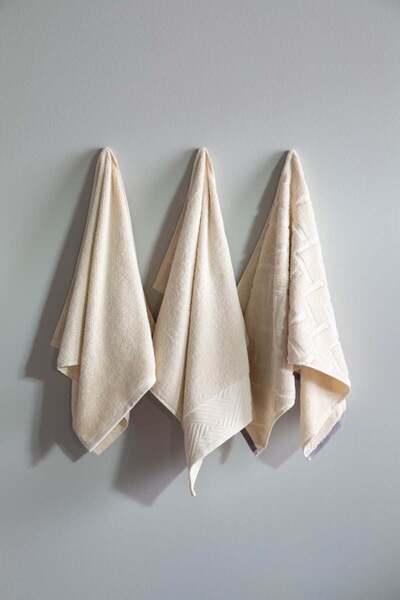 Apricitas HOME Set de prosoape din 3 piese 50x90 Tulipa Crem 100% bumbac
