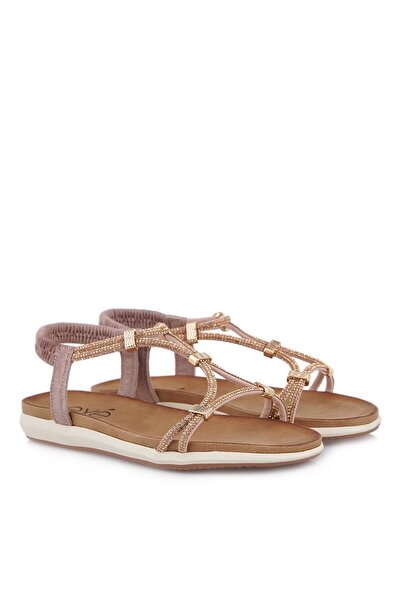 Exe Shoes Γυναικεία Πέδιλα 89Q-632 Ροζ Χρυσό Στρας S489Q6321E95