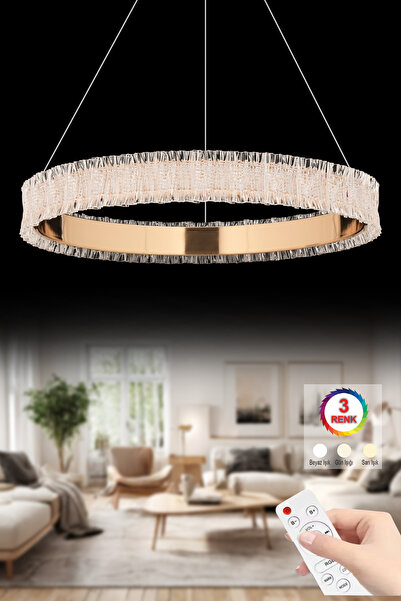 İstanbul Avize Lavanta 50 cm Gold 3 Renk Kumandalı Lüx Led Modern Ledli Avize