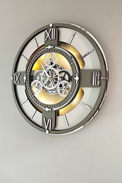 aSSe Tasarım LED Lighted Moving Gear Wall Clock – Hareketli Çarklı Premium Du...