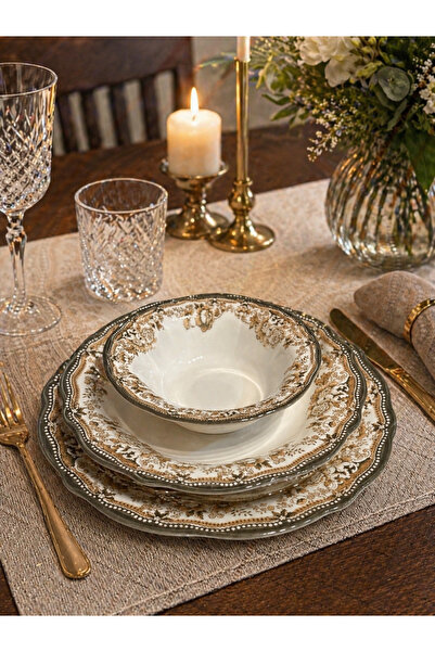 Velour Brown Fulya Dinnerware Set 24pcs