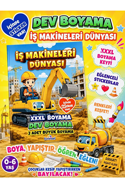 ÖZ OFİS XXXL İş Makineleri Dünyası Dev Çarşaf Boyama - 65x90cm İki Adet Büyük...