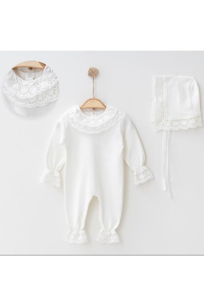 STRAWBABY 0/3-3/6 Ay Dantelli Kız Bebek Tulum
