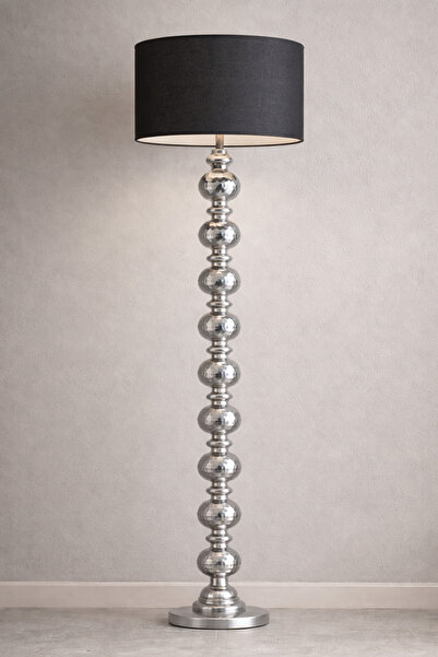 Vinner Luxor Metal Lambader Krom Gövde Siyah Kumaş Abajur Modern Salon Ayaklı...