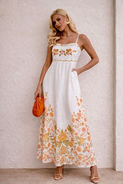 luzuze Floral patterned linen fabric dress