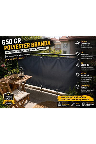 BRANDACIM BALKON BRANDASI 70x200cm ÖZEL DİKİM KALIN BRANDA-650GR POLYESTER