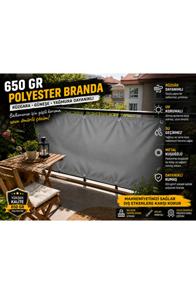 BRANDACIM BALKON BRANDASI 70x200cm ÖZEL DİKİM KALIN BRANDA-650GR POLYESTER