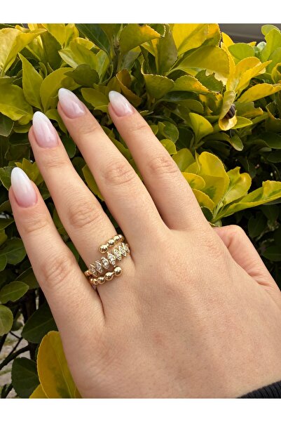Laviona jewelry Xuping 14k 3 Sıra Ortası Taşlı Yüzük