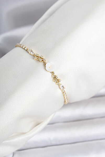 Clariss Brass Gold Color Flower Model Waterway Women's Bracelet