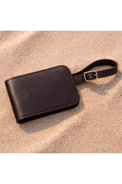 Tohfa Luxe Brown Voyage Leather Luggage Tag