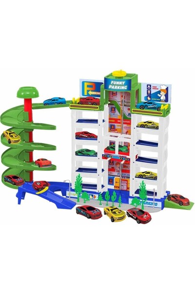 TOYSTURKA Oyuncak Asansörlü Garaj Seti Toy-41, 3'lü Arabalı Garaj Seti