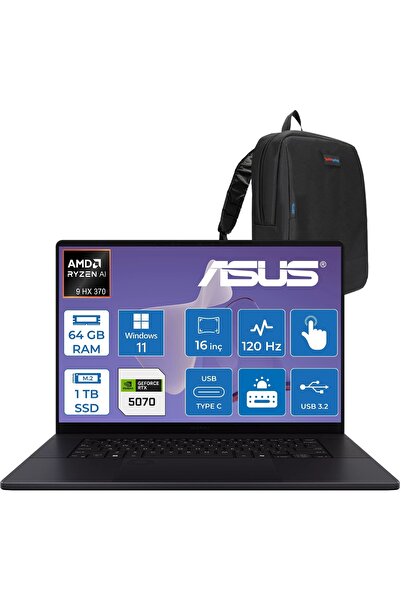 ASUS Proart P16 WH7606WX Amd Ryzen Aı 9 Hx 370 64GB Ddr5 1tb SSD Windows 11 P...