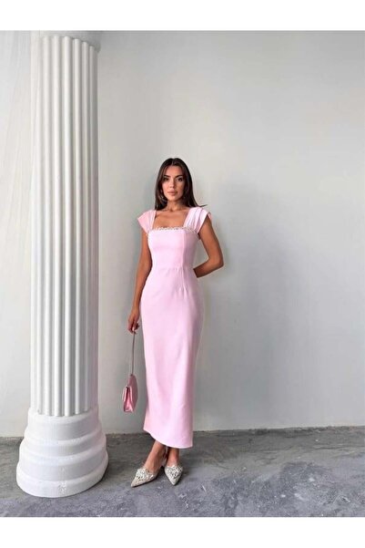 conconmoda Elenor Uzun Atlas Elbise
