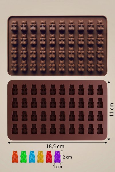 KHAKMA Silicone 40-Piece Tiny Teddy Bear Shaped Ice Jellybon Chocolate Mold |   40-Piece Teddy Bear Jellybon Chocolate Ice Mold
