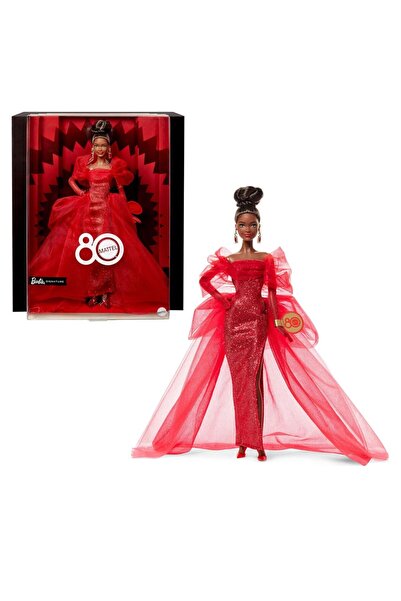 Barbie 80. Doğum Günü Doll Simli Kırmızı Tül Elbise İkonik Koleksiyon Bebek, ...
