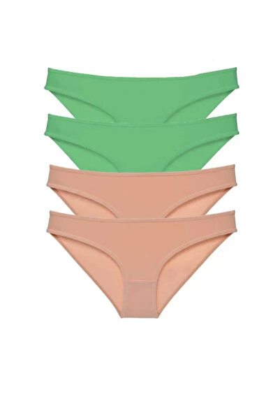 Mestore 4 Pieces Super Eco Set Lycra Women's Slip Panties Green Skin