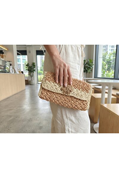 Meya design Handmade Paper Rope Raffia Clutch Bag - 15X28 cm
