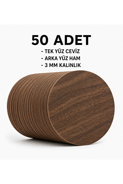 LMS GİFT 50 Adet Yuvarlak 7 cm MDF – 3 mm Kalınlık – Tek Yüz Boyalı – Arka Yü...