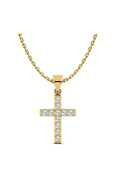 Delagos Colier din argint 925 cu zirconiu de 0.16 carate, placat cu aur galben
