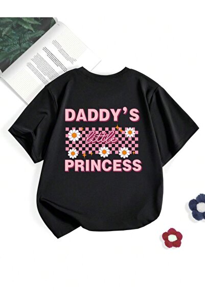SVART WEAR تي شيرت للأطفال والمراهقين مطبوع عليه "Daddy's Princess" برقبة دائ...