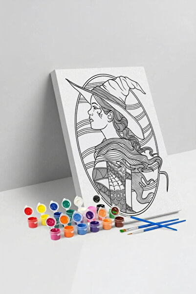 Tabdiko Cadı Desenli Mandala Tuval Boyama Seti 40x50 cm