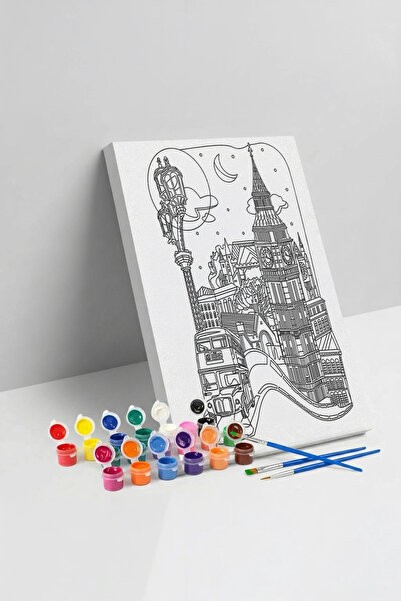Tabdiko Londra Temalı Mandala Tuval Boyama Seti 40x50 cm