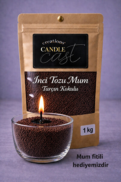 CandleCastCreation Tarçın Kokulu Kahverengi İnci Tozu Mum 1 KG - Kum Mum - To...