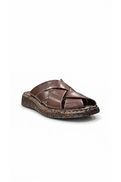 Ustalar Ayakkabı Çanta Brown women's genuine leather slipper 213.a-421-24425