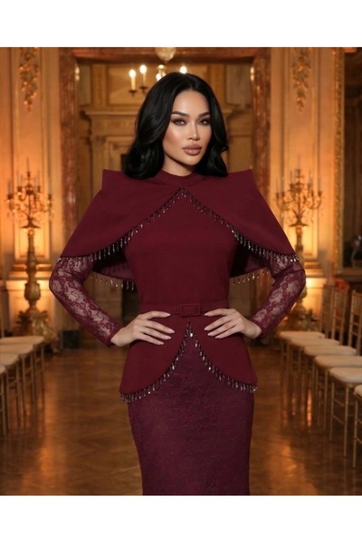 MODA New Season Special Design Stone Embellished Lace Detailed Dress (Mannequ...