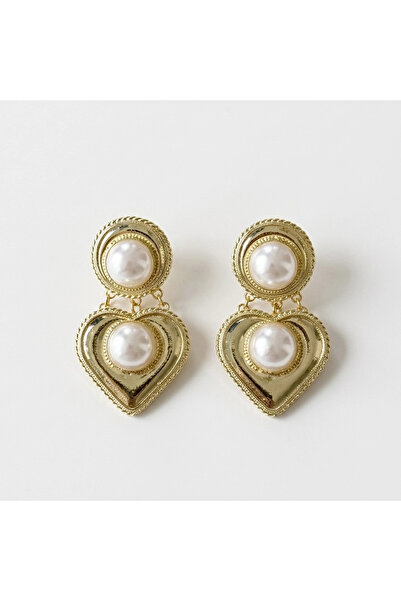 h&b design jewel أقراط على شكل قلب من الفولاذ المطلي باللؤلؤ
