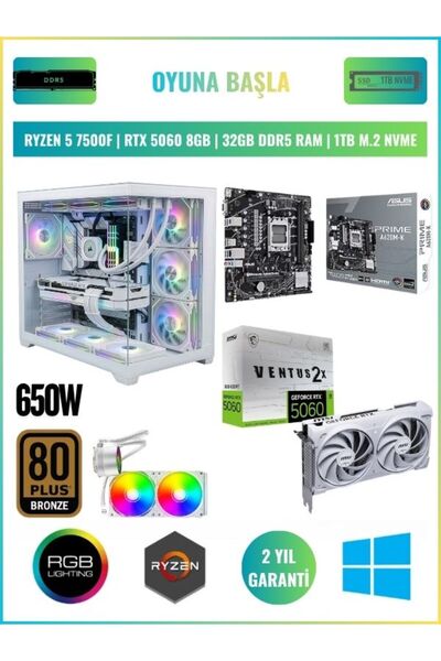 RAMTECH BİLGİSAYAR RMT305 Ryzen 5 7500F RTX 5060 32GB DDR5 Ram 1Tb M2 SSD Sıv...