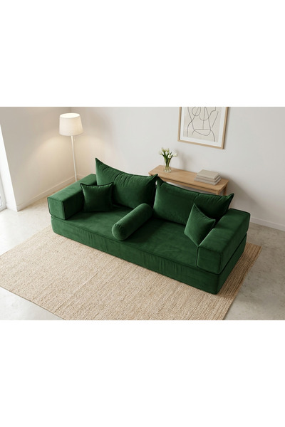 FEYZA DECOR HOME Premium Kadife Modern Şark Köşesi 8 Parça – 20 cm Süngerli M...