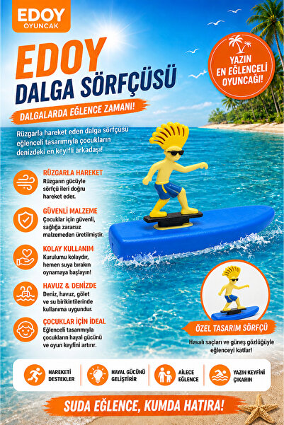 edoy Dalga Sörfçüsü Oyuncak | Havuz Deniz Rüzgarla Hareket Eden Eğlenceli Yaz Oyuncağı