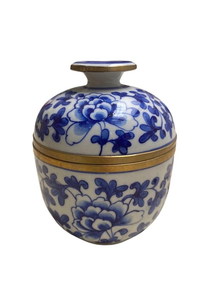 Mondschein Floral Bleu Blanc Seramik Obje ( 10,5 X 10,5 X 13 Cm )