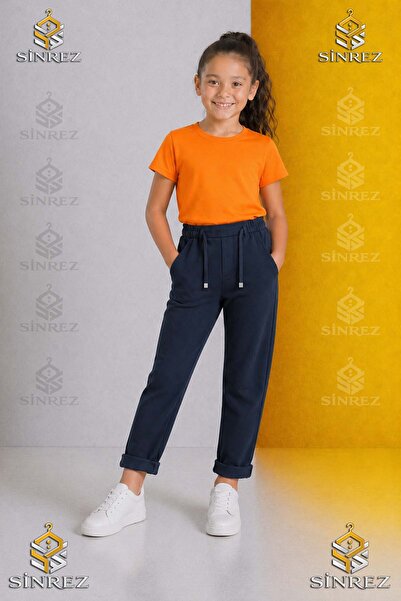 SİNREZ Pantaloni uni pentru fete 8.MDL, cu talie elastică, stil Lycra cu pici...