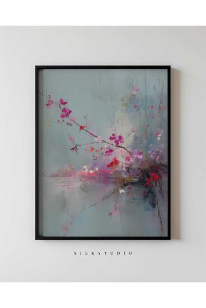 NinaStore Soyut Pembe Çiçekler Duvar Sanatı - Modern Romantik Ev Dekorasyonu ...