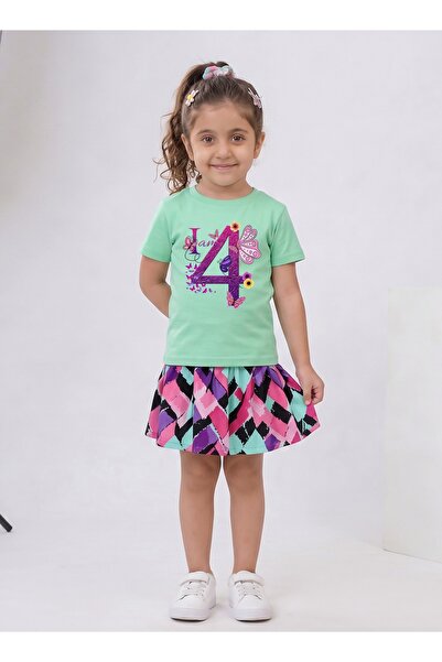Funkaar Birthday Girl, 4th Year Butterfly Birthday Graphic Print T-Shirt