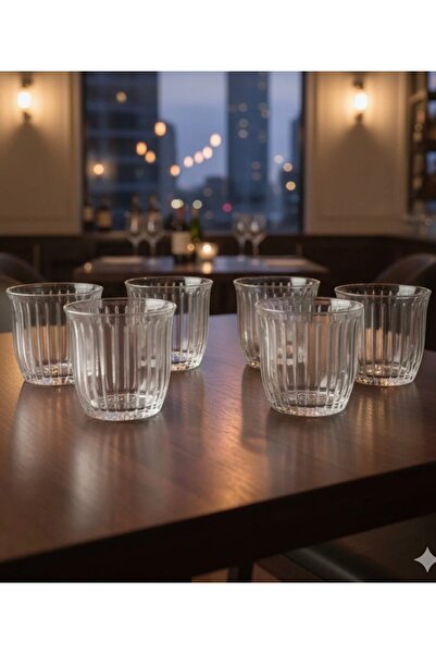 BOST GLASS CHERRY Linea Çizgili Cam Su Bardağı Seti 6’ lı ( 280 cc )