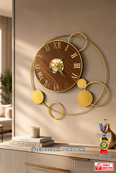 Wallover Design Glow Gold Luxe Wallclock Design – Özel Tasarım Modern Dekorat...