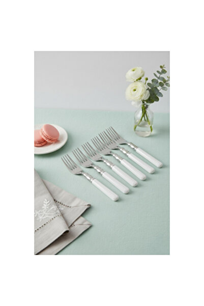 TİMİON 6-Piece Stainless Steel Soft White Dinner Fork Set Please Read the Des...