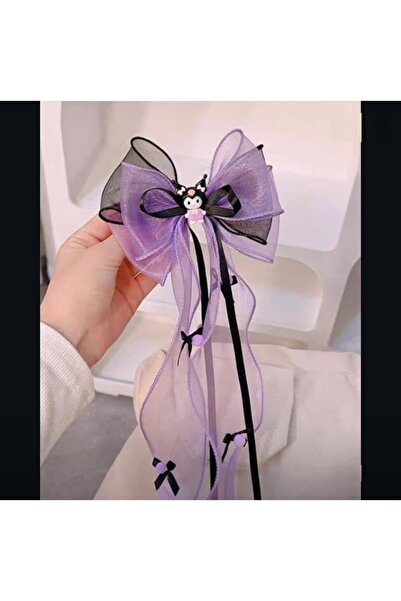 Efna Store Cute Kuromi Figured Satin Bow with Pompom Ribbon and Satin Ribbon ...