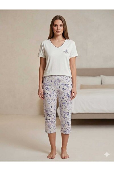 Street Beauty Short Sleeve Bermuda Patterned Pajama Set