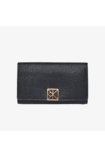 Calvin Klein Emblem Pebble Snap Kadın Siyah Kartlık