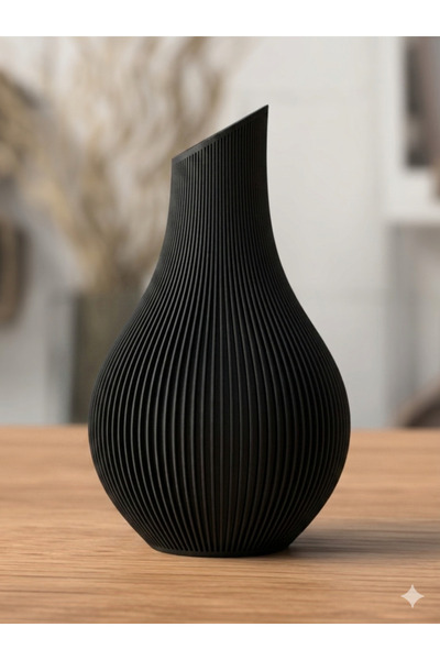 YILDIZ Minimalist Ribbed Decorative Vase |   3D Printing Modern Flower Pot | ...